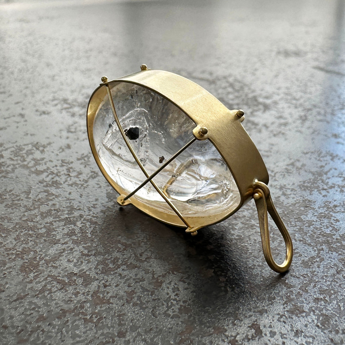 enhydro quartz, 18k gold pendant, one of a kind jewelry, fine jewelry, hilary finck jewelry, captured collection, handmade jewelry, unique jewelry.