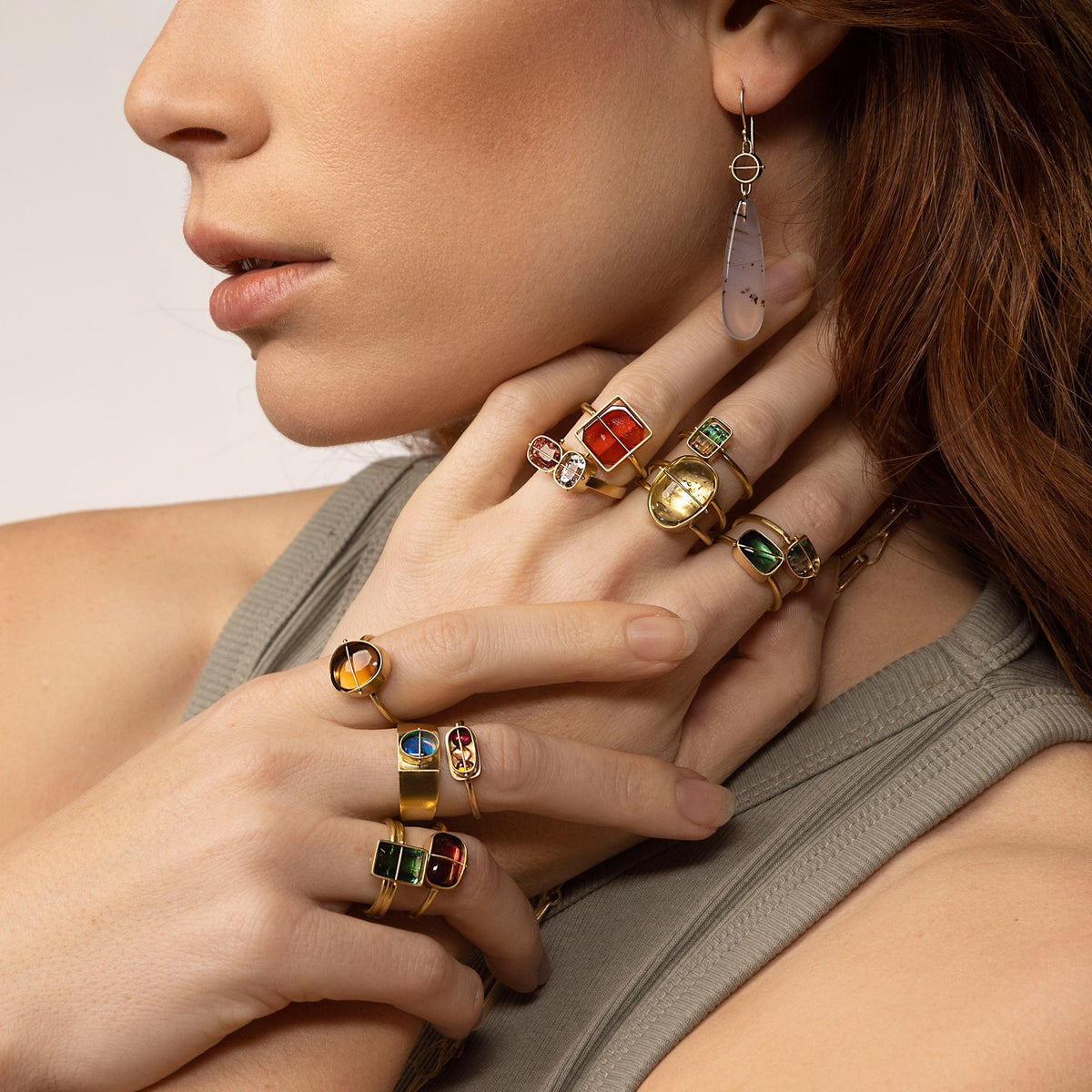 Captured Enhydro Ring - 18k Gold