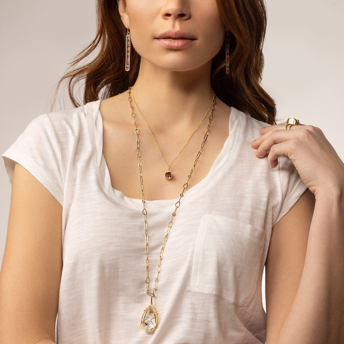 Captured Pink Tourmaline Necklace