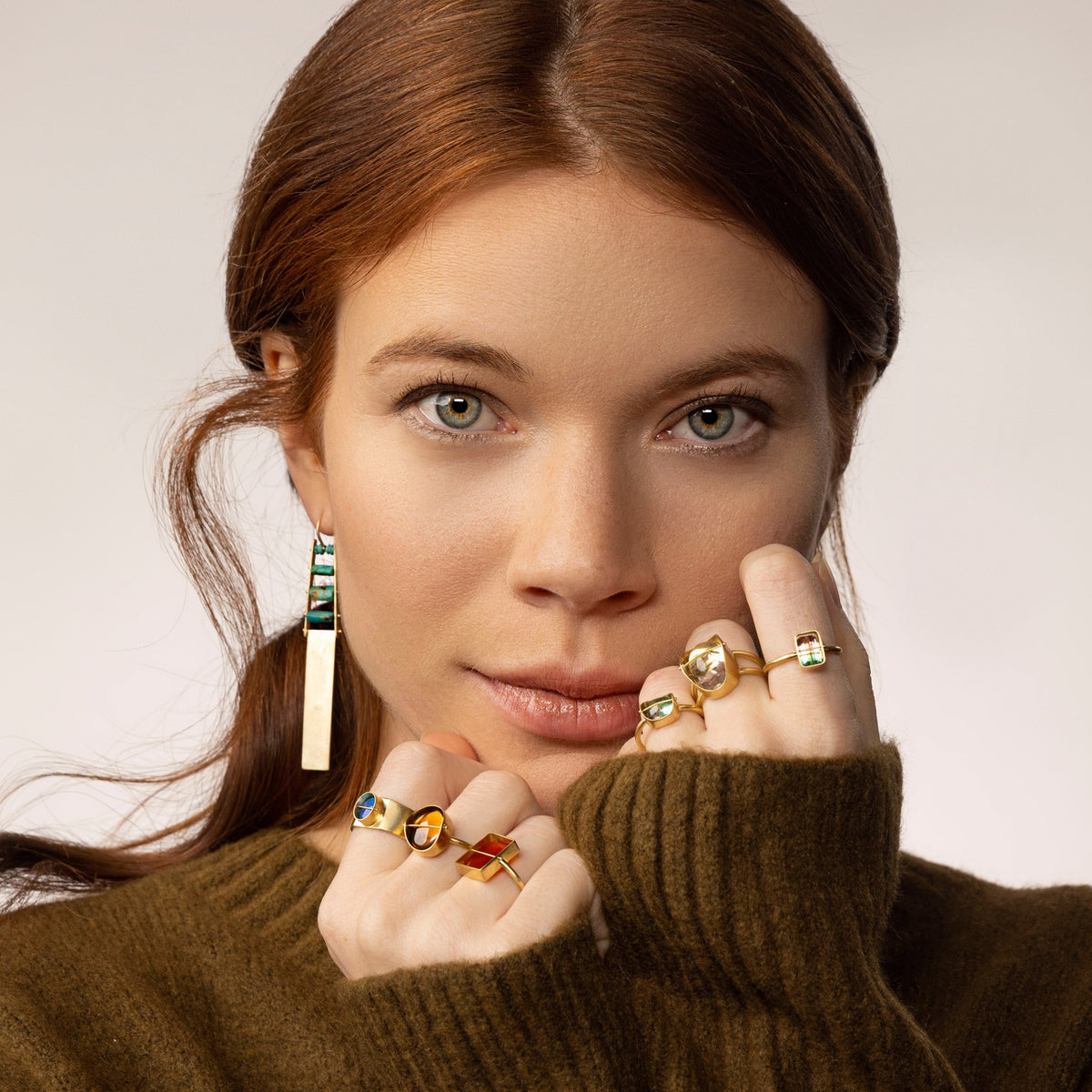 turquoise earrings, gold earrings, unique earrings, gold jewelry, turquoise jewelry, hilary finck jewelry, fine jewelry, unique jewelry, handmade jewelry.