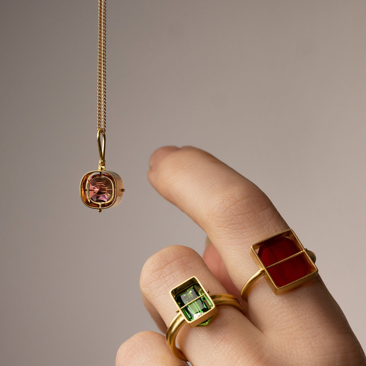 Captured Pink Tourmaline Necklace