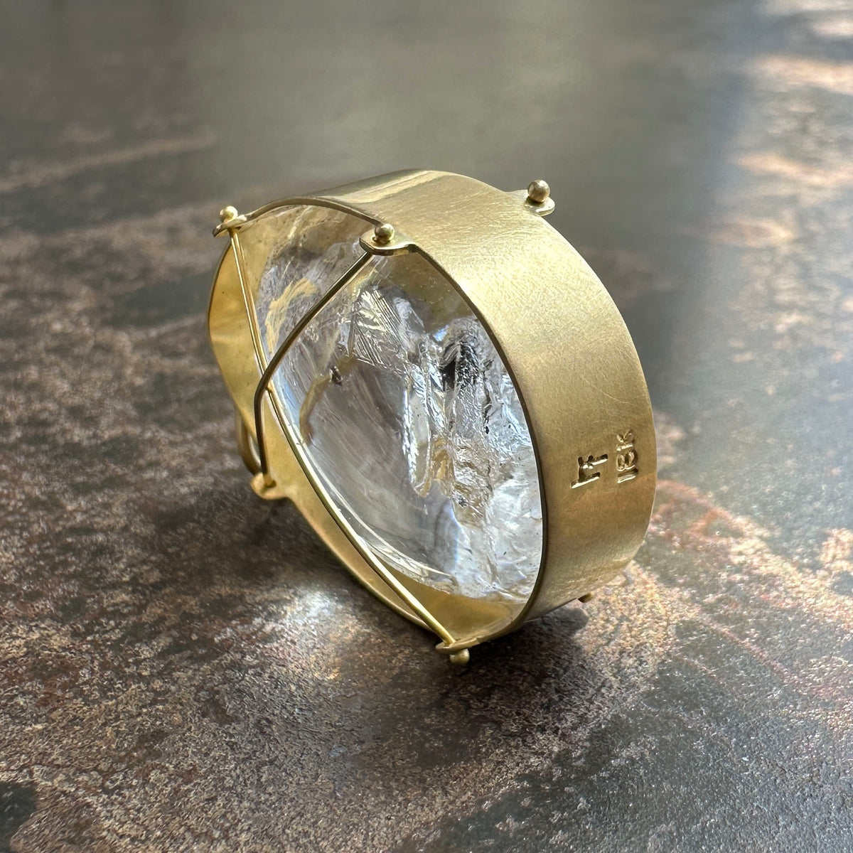enhydro quartz, 18k gold pendant, one of a kind jewelry, fine jewelry, hilary finck jewelry, captured collection, handmade jewelry, unique jewelry.