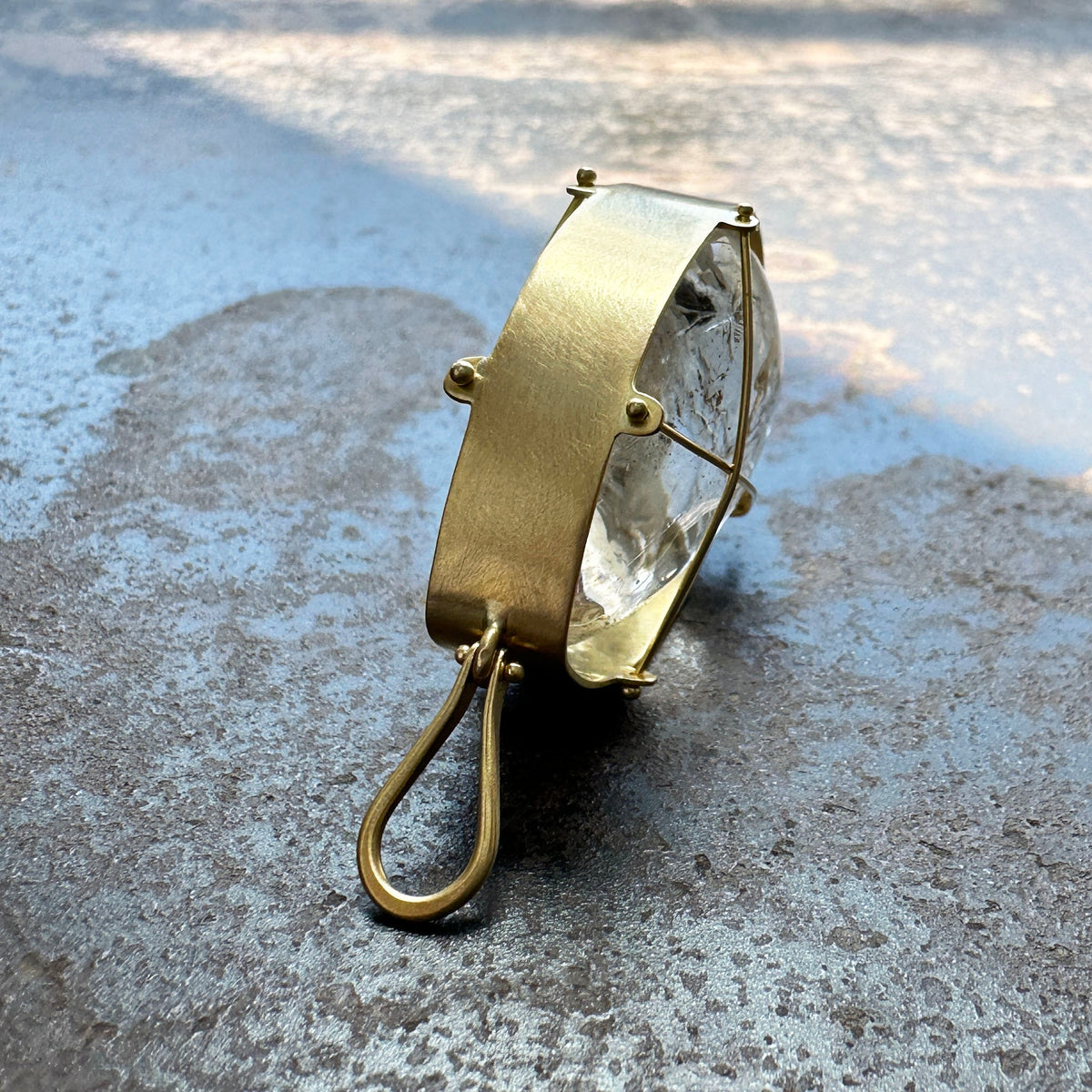 enhydro quartz, 18k gold pendant, one of a kind jewelry, fine jewelry, hilary finck jewelry, captured collection, handmade jewelry, unique jewelry.