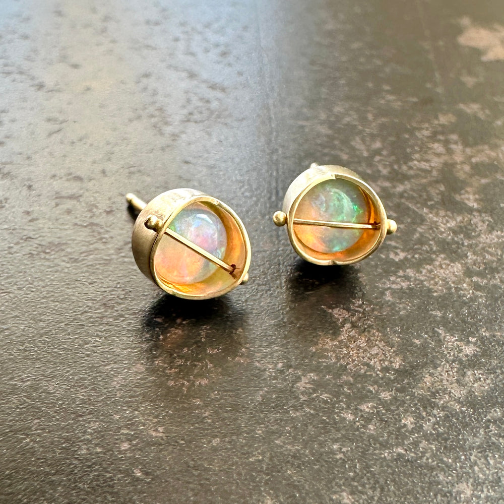 Captured Nebula Opal Stud Earrings