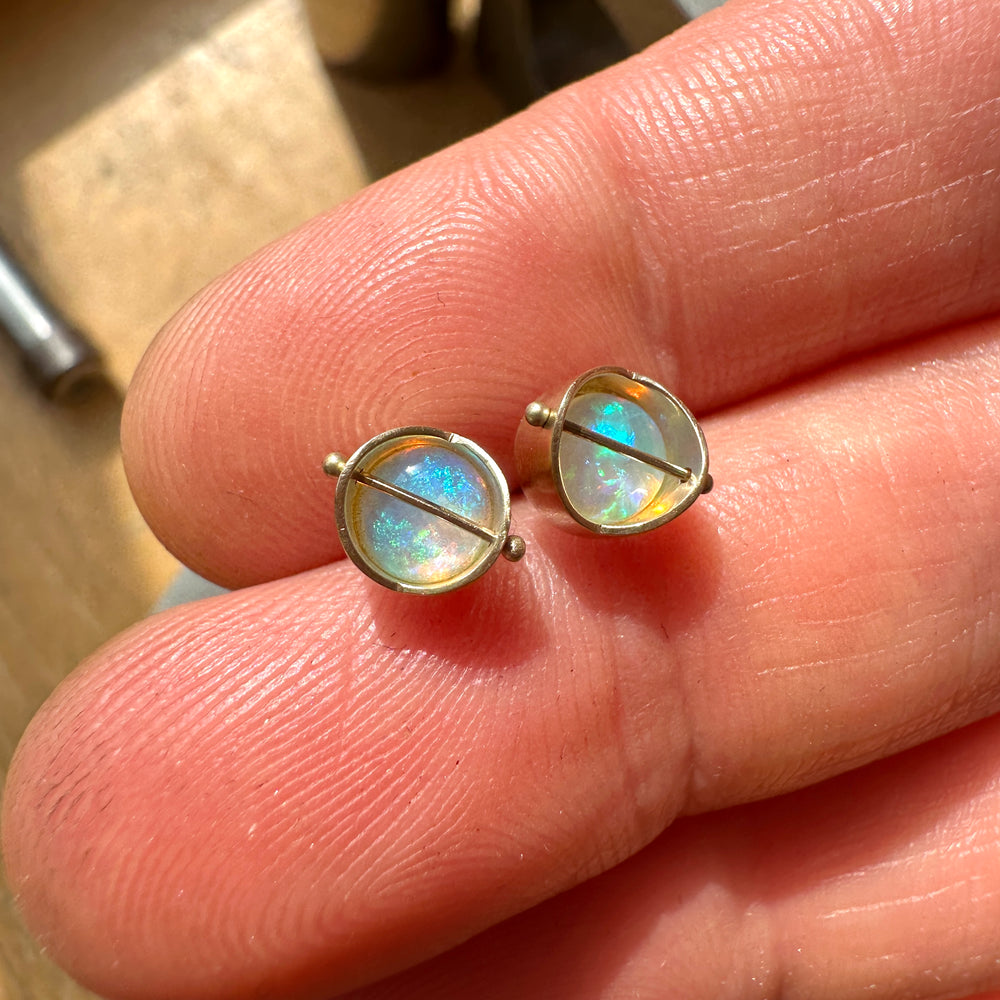 Captured Nebula Opal Stud Earrings