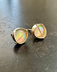 opal stud earrings, 14k gold, ethereal earrings, one of a kind jewelry, hilary finck jewelry, captured collection, fine jewelry, unique jewelry