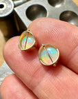 opal stud earrings, 14k gold, ethereal earrings, one of a kind jewelry, hilary finck jewelry, captured collection, fine jewelry, unique jewelry