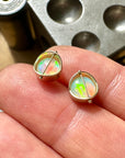 opal stud earrings, 14k gold, ethereal earrings, one of a kind jewelry, hilary finck jewelry, captured collection, fine jewelry, unique jewelry