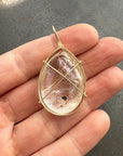 enhydro quartz, 18k gold pendant, one of a kind jewelry, fine jewelry, hilary finck jewelry, captured collection, handmade jewelry, unique jewelry.