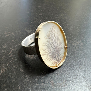 Captured Dendritic Agate Oak Tree Ring