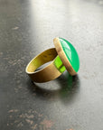 chrysoprase ring, 18k gold ring, fine jewelry, spin ring, size 8, unique jewelry, one of a kind jewelry, green luminous stone, 18 carat chrysoprase