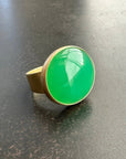 chrysoprase ring, 18k gold ring, fine jewelry, spin ring, size 8, unique jewelry, one of a kind jewelry, green luminous stone, 18 carat chrysoprase