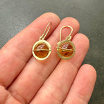 citrine, orb earrings, yellow, golden earrings, 18k gold, drop earrings, orb
