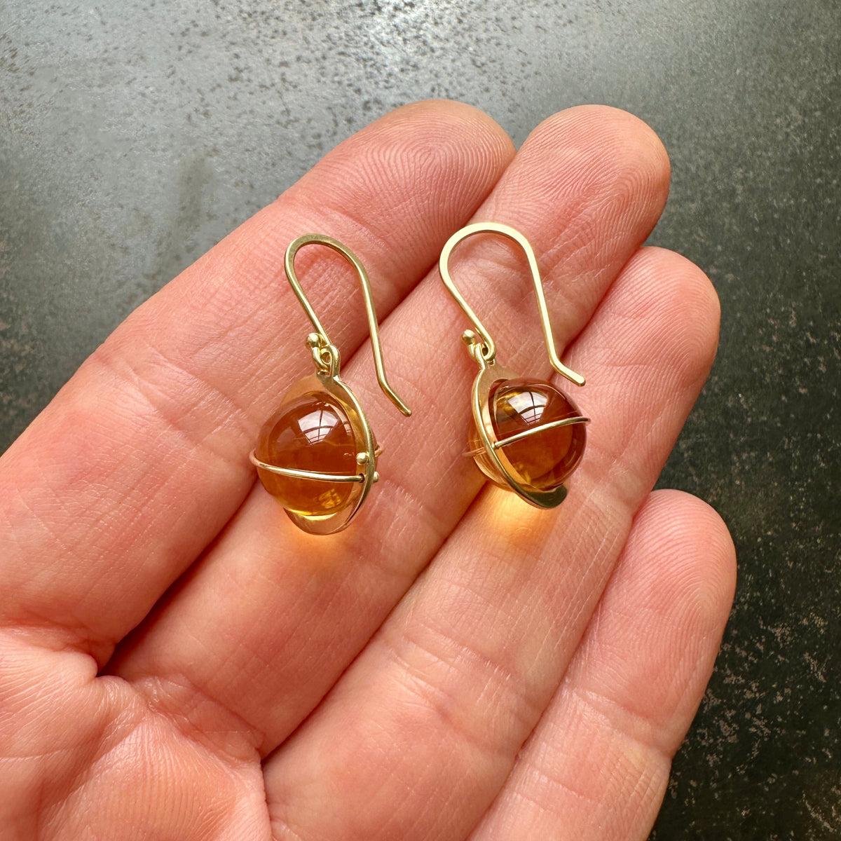 citrine, orb earrings, yellow, golden earrings, 18k gold, drop earrings, orb