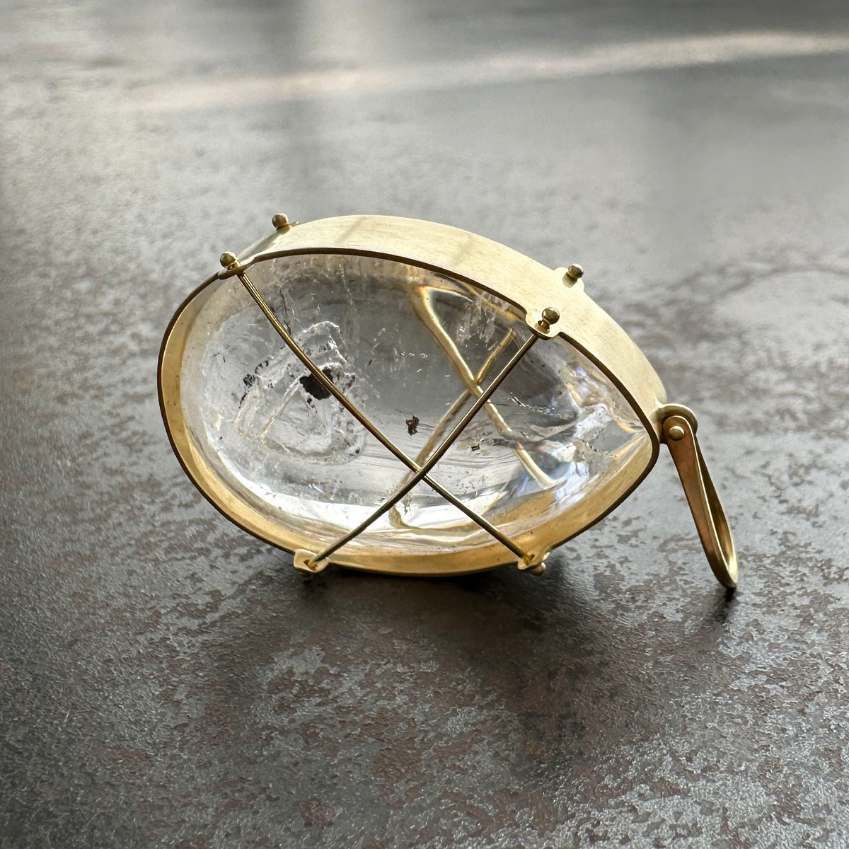 enhydro quartz, 18k gold pendant, one of a kind jewelry, fine jewelry, hilary finck jewelry, captured collection, handmade jewelry, unique jewelry.