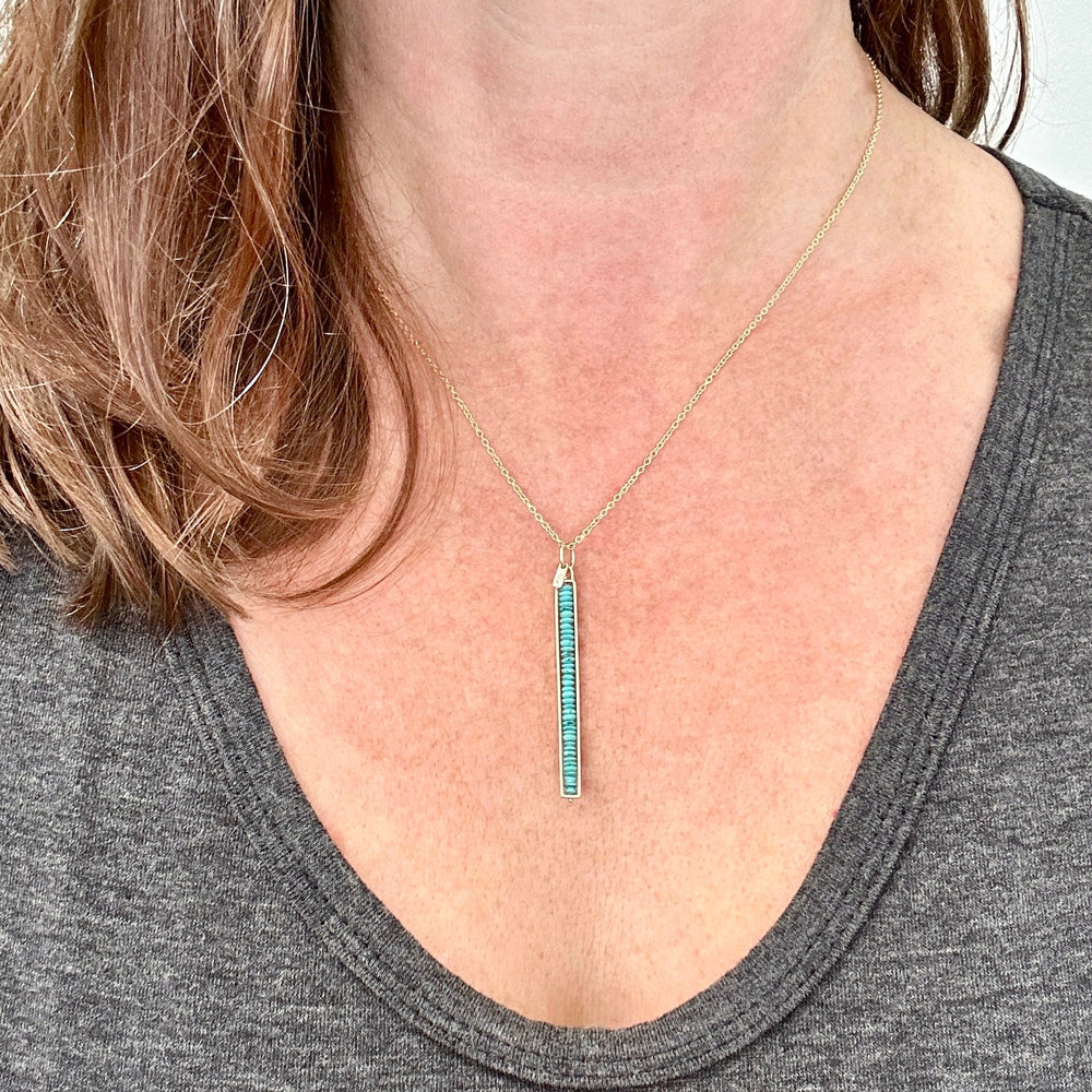Persian Turquoise Bead Stick Pendant