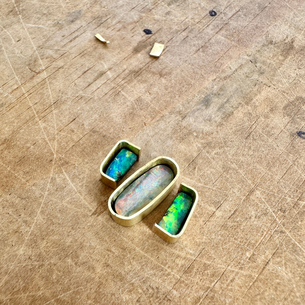 Captured Triple Boulder Opal Pendant
