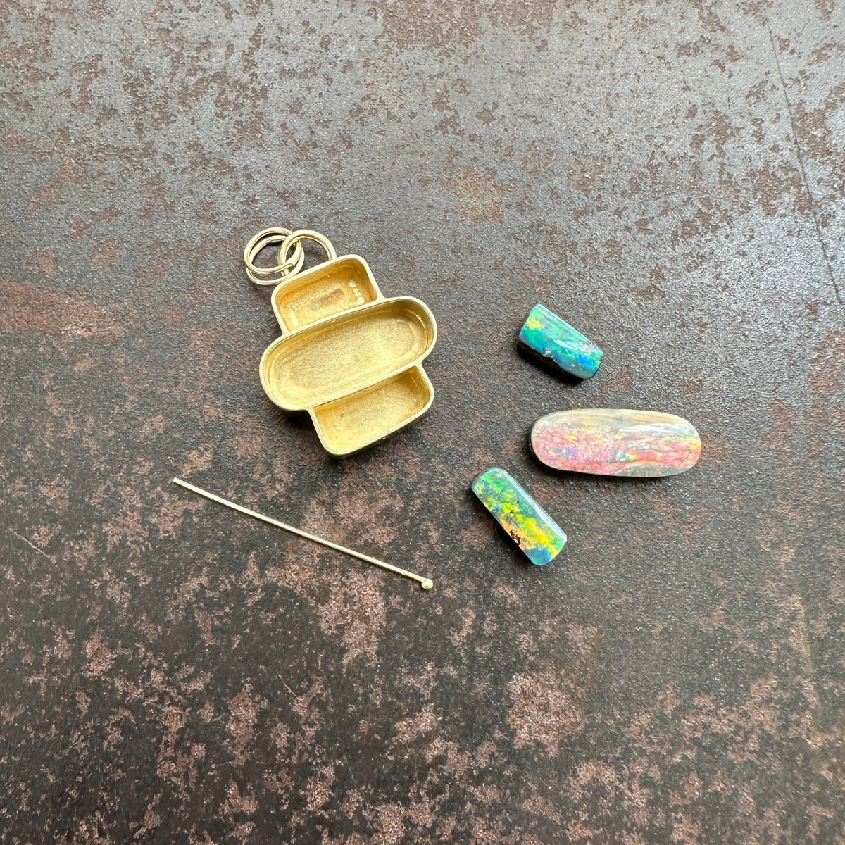 Captured Triple Boulder Opal Pendant