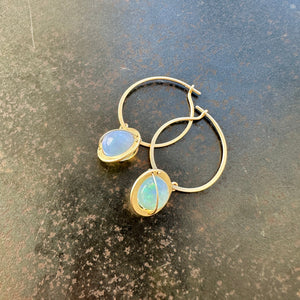 Captured Aura Opal Orb Hoop Earrings