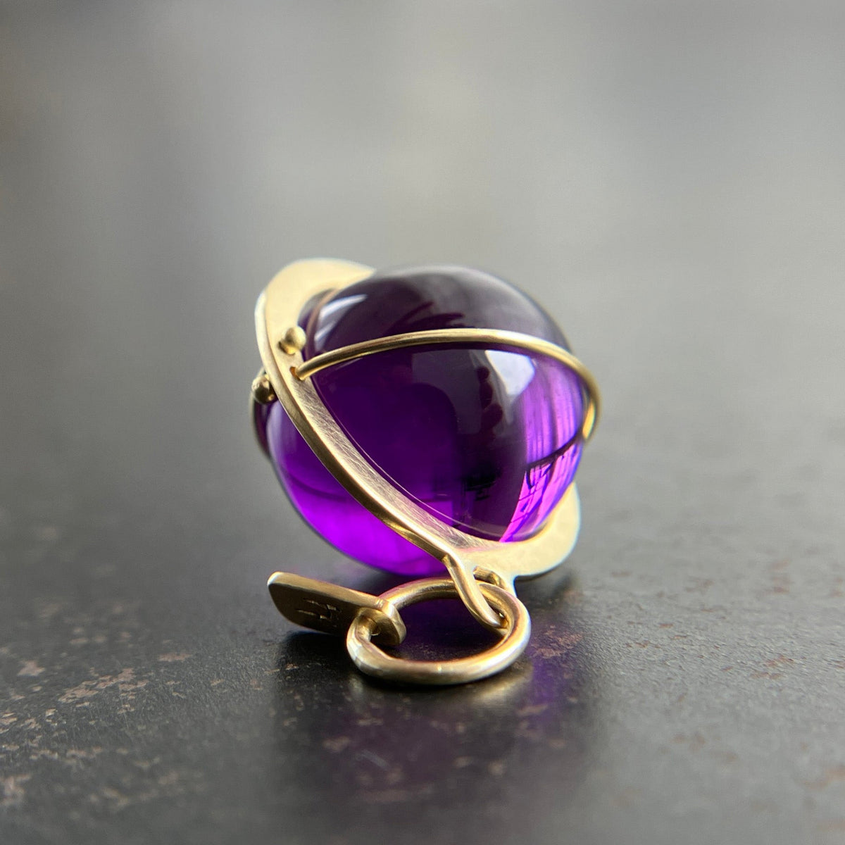 amethyst, amethyst orb, amethyst pendant, amethyst necklace, purple necklace, 18k gold, fine jewelry