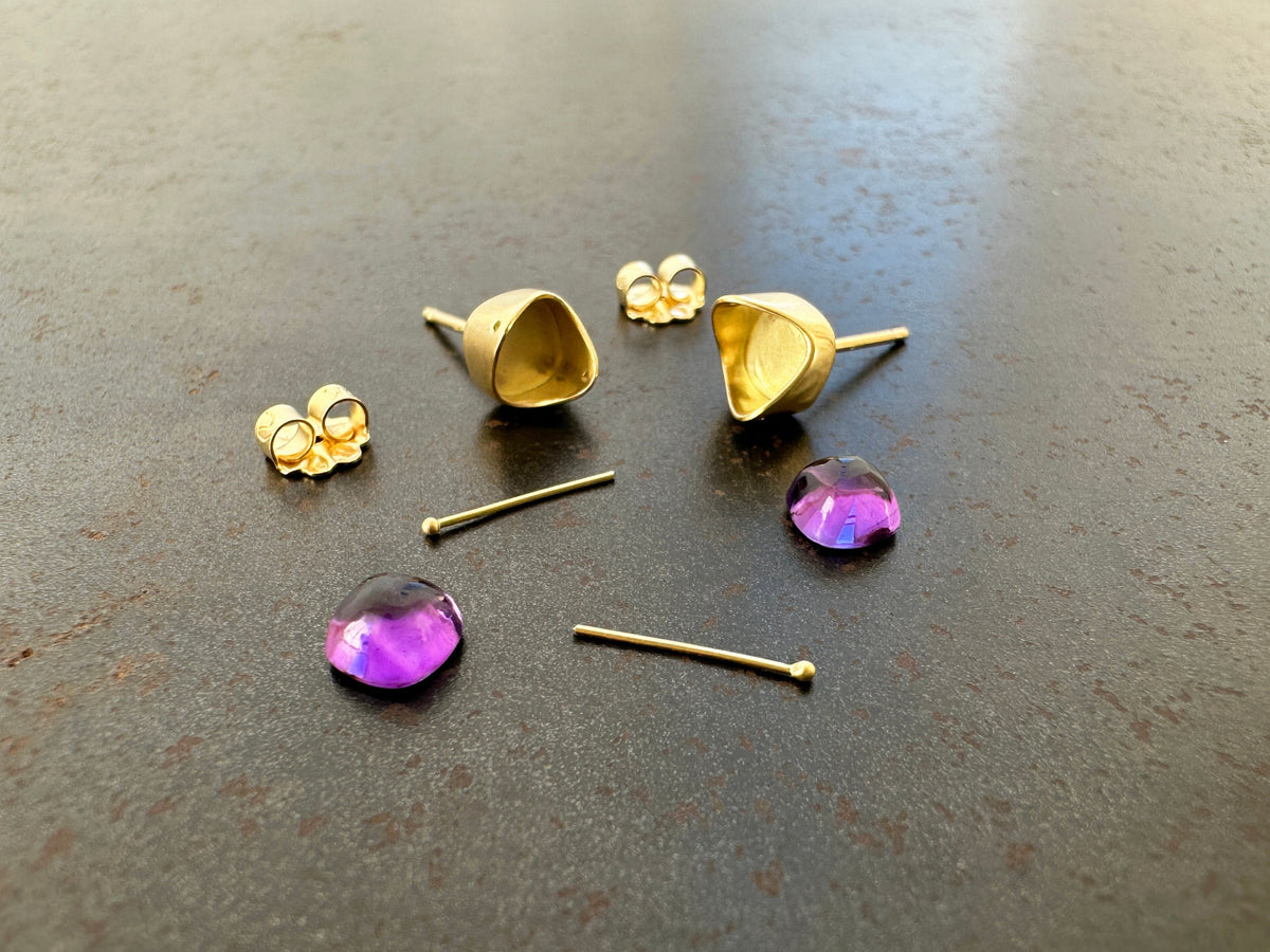Captured Amethyst Studs