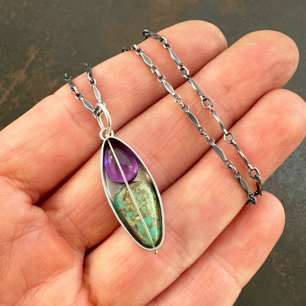 Captured Amethyst and Turquoise Necklace