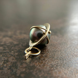 tahitian pearl, aubergine, 14k gold pendant, pearl charm, 14k gold charm, fine jewelry, pearl necklace