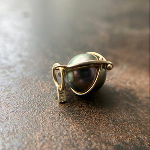 tahitian pearl, aubergine, 14k gold pendant, pearl charm, 14k gold charm, fine jewelry, pearl necklace
