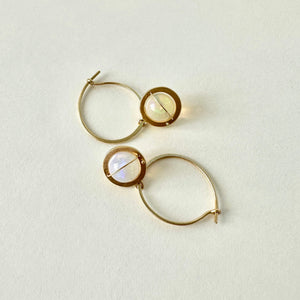 Captured Aura Opal Orb Hoop Earrings