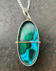 One of a Kind Chrysocolla Pendant Necklace in Sterling Silver & 14k Gold
