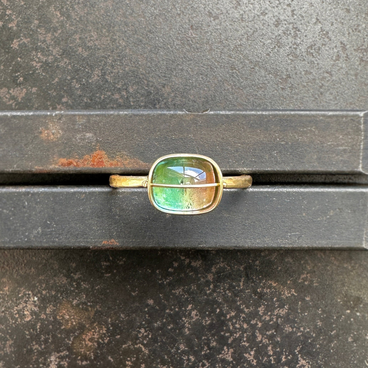 bicolor tourmaline ring in 18 gold