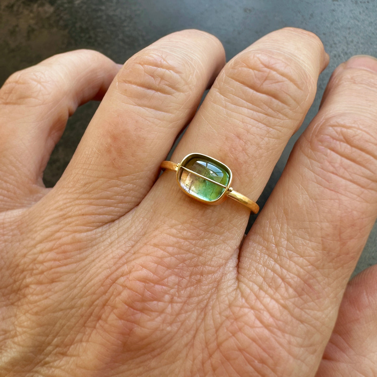 bicolor tourmaline ring in 18 gold