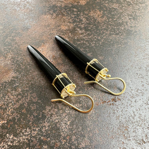 Black Jade Torpedo Earrings