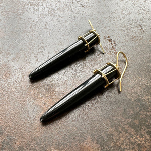 Black Jade Torpedo Earrings