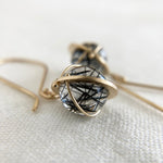Captured Black Tourmaline in Quartz Drop Earrings
