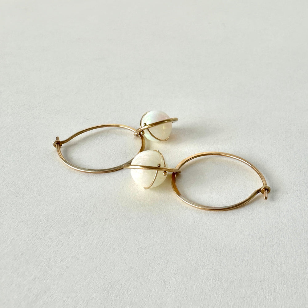 Captured Bliss Opal Orb Hoop Earrings