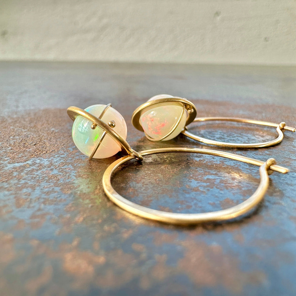 Captured Bliss Opal Orb Hoop Earrings