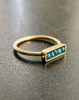 blue diamond, 18k gold, ring, bead ring, diamond bead ring