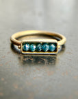blue diamond, 18k gold, ring, bead ring, diamond bead ring