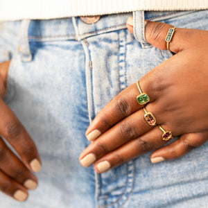 Blue Diamond Bead Ring