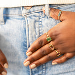 tourmaline ring, 14k gold ring, gold ring, three tourmaline stones set together