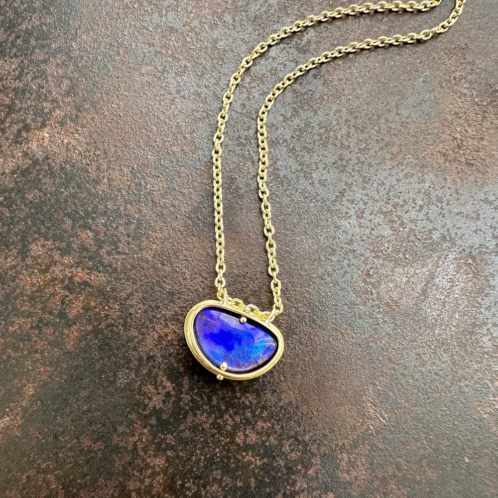 Captured Bold Blue Opal Necklace