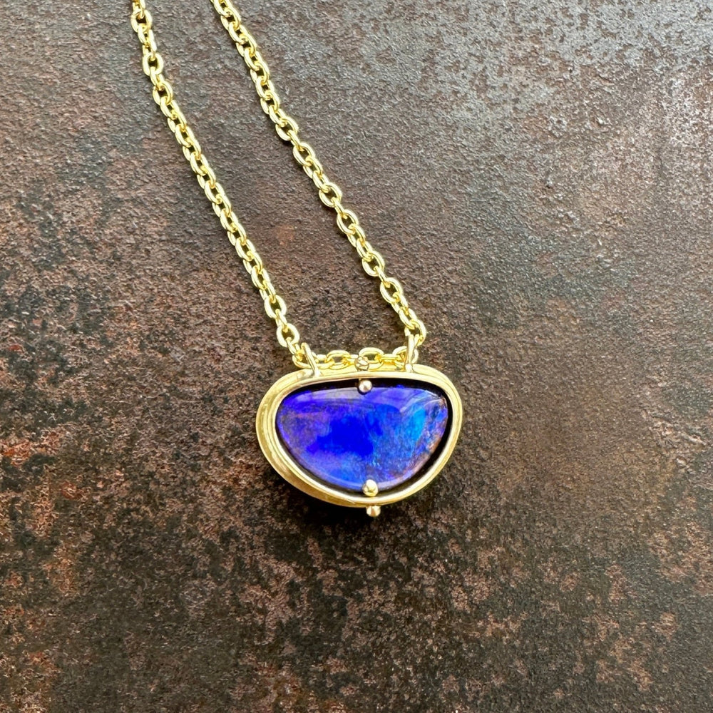 Captured Bold Blue Opal Necklace