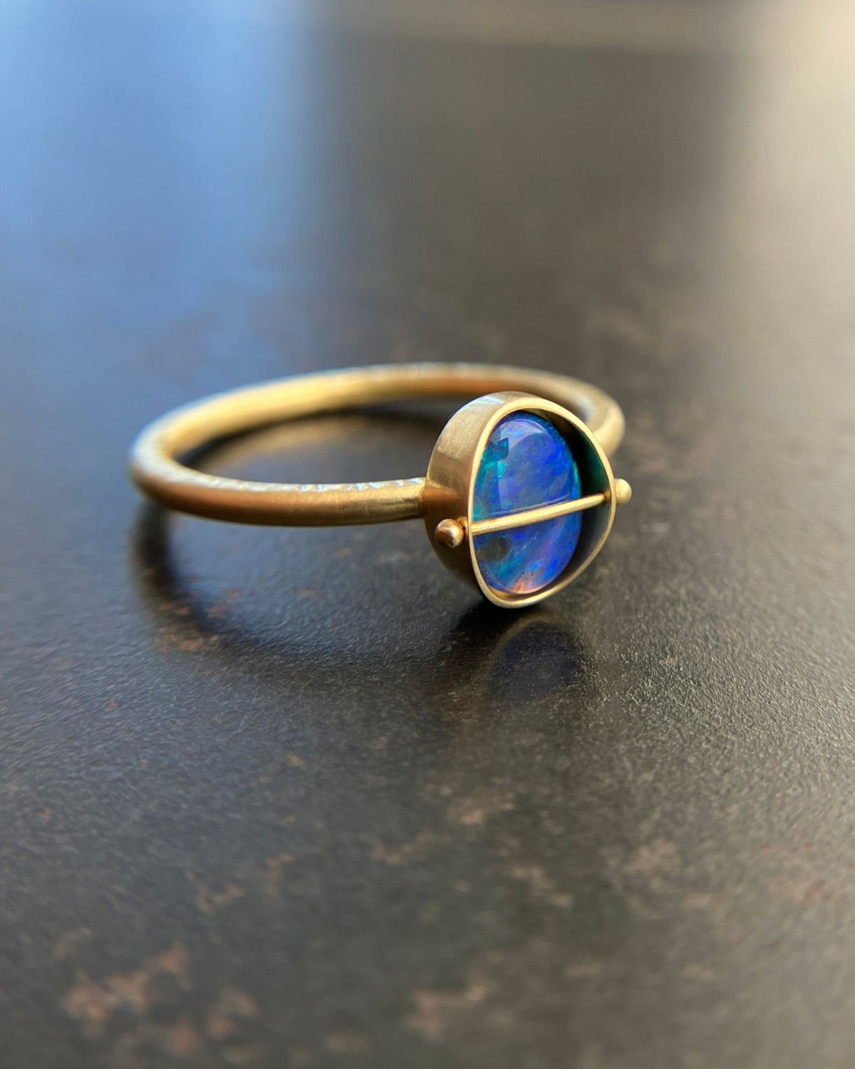 blue opal, opal ring, 18k gold ring, one of a kind ring