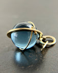 blue topaz pendant, topaz pendant, blue, london blue topaz, orb charm, fine jewelry, something blue, 18k gold, 18k gold charm