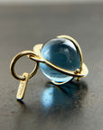 blue topaz pendant, topaz pendant, blue, london blue topaz, orb charm, fine jewelry, something blue, 18k gold, 18k gold charm