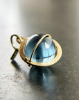 blue topaz pendant, topaz pendant, blue, london blue topaz, orb charm, fine jewelry, something blue, 18k gold, 18k gold charm