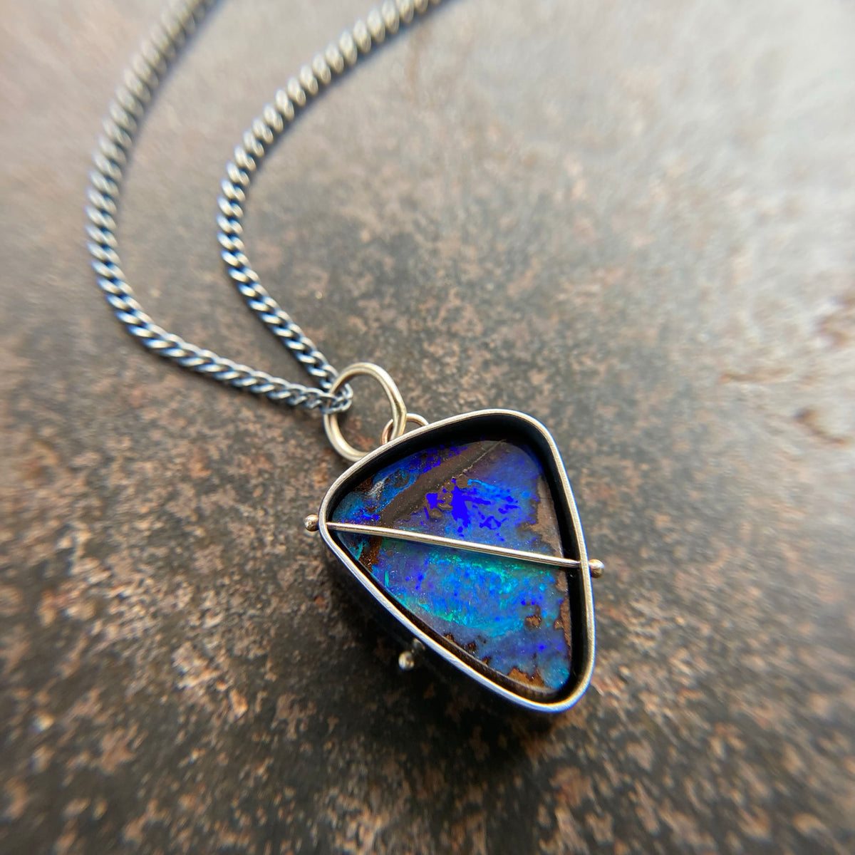 Triangle Boulder Opal Necklace