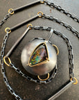 Captured® Boulder Opal Pendant with Mixed Metal Chain 18k Gold and Oxidized Sterling Silver
