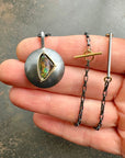 Captured® Boulder Opal Pendant with Mixed Metal Chain 18k Gold and Oxidized Sterling Silver